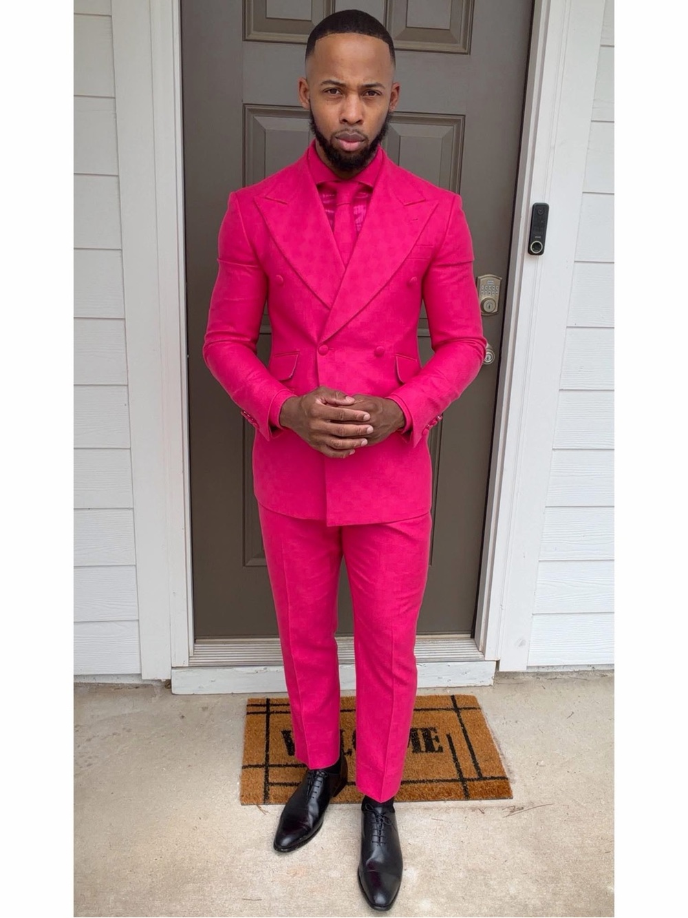Custom-Made Pink Double-Breasted Men's Suit